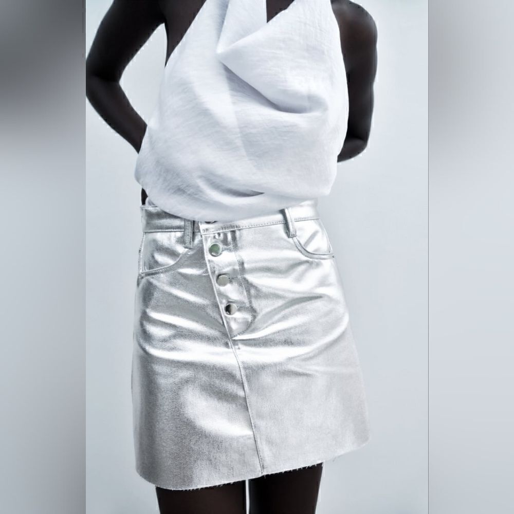 ZARA SKIRT SILVER METALLIC - Picture 6 of 9